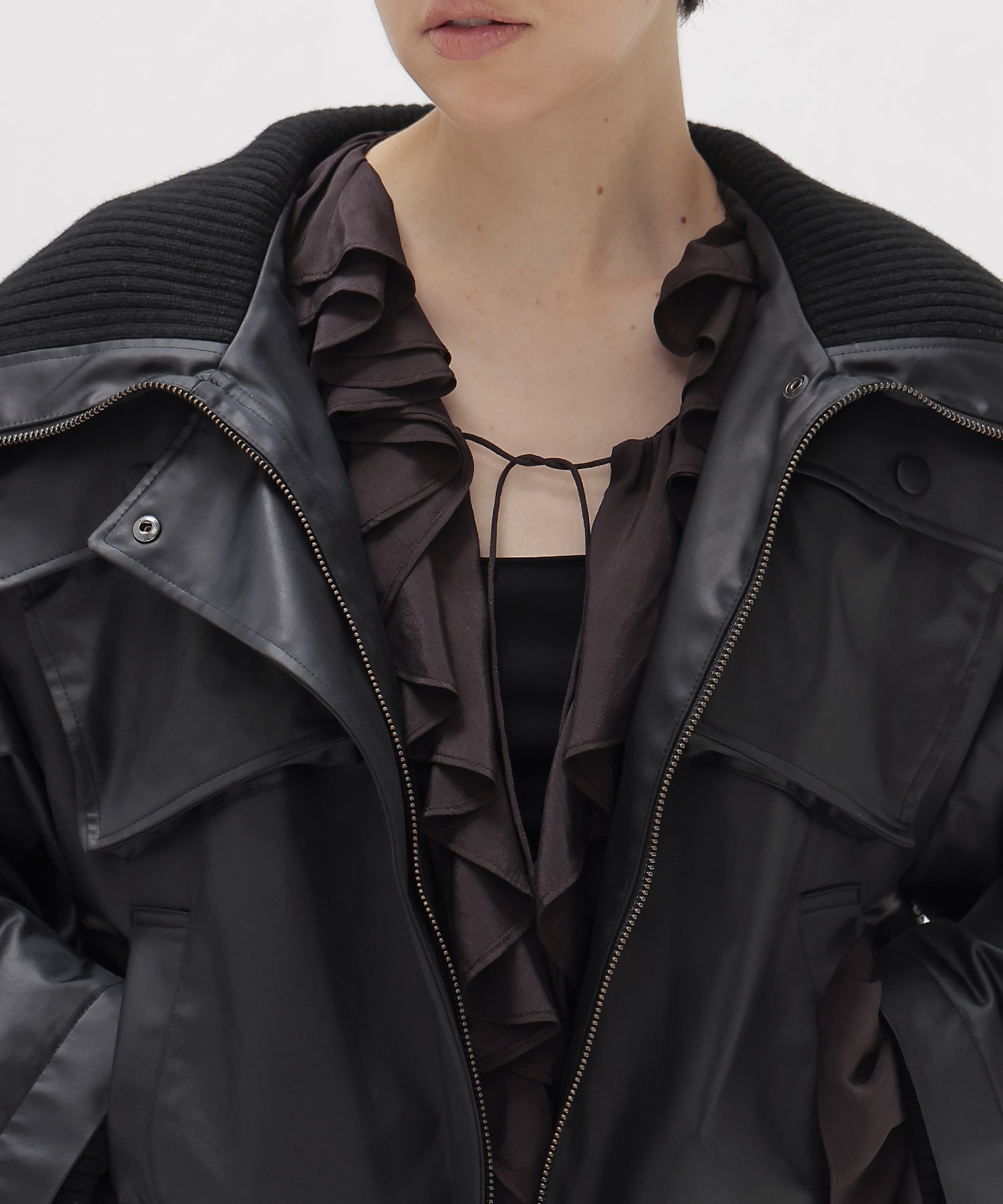 leather like short blouson