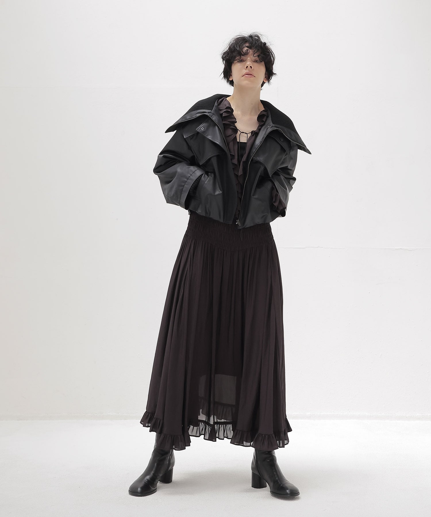 leather like short blouson
