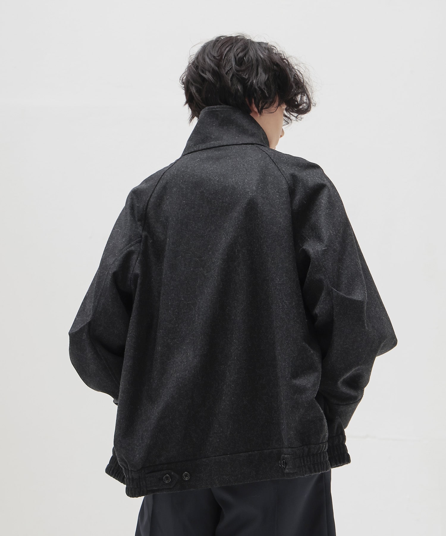 top flannel stand collar blouson