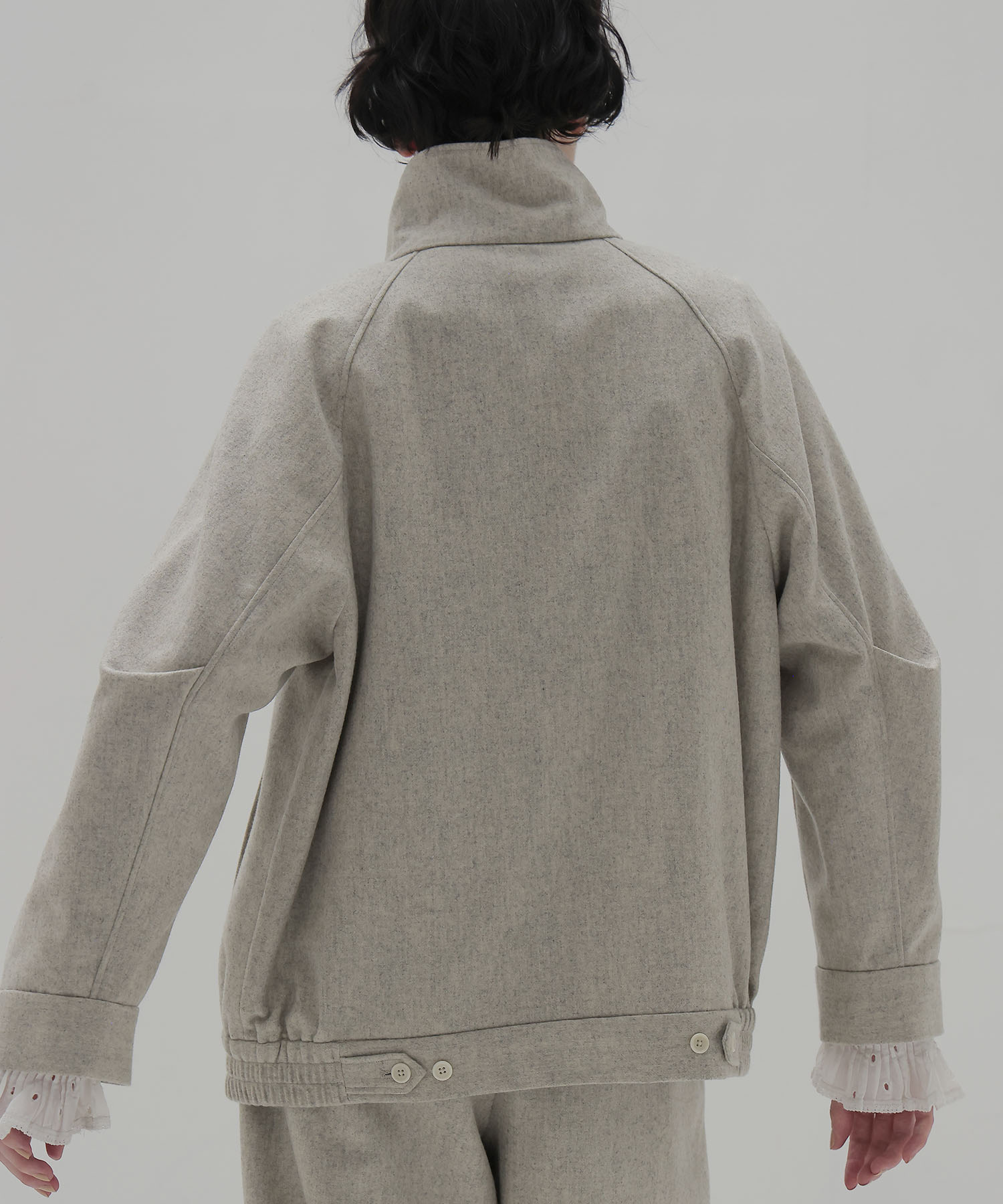 top flannel stand collar blouson