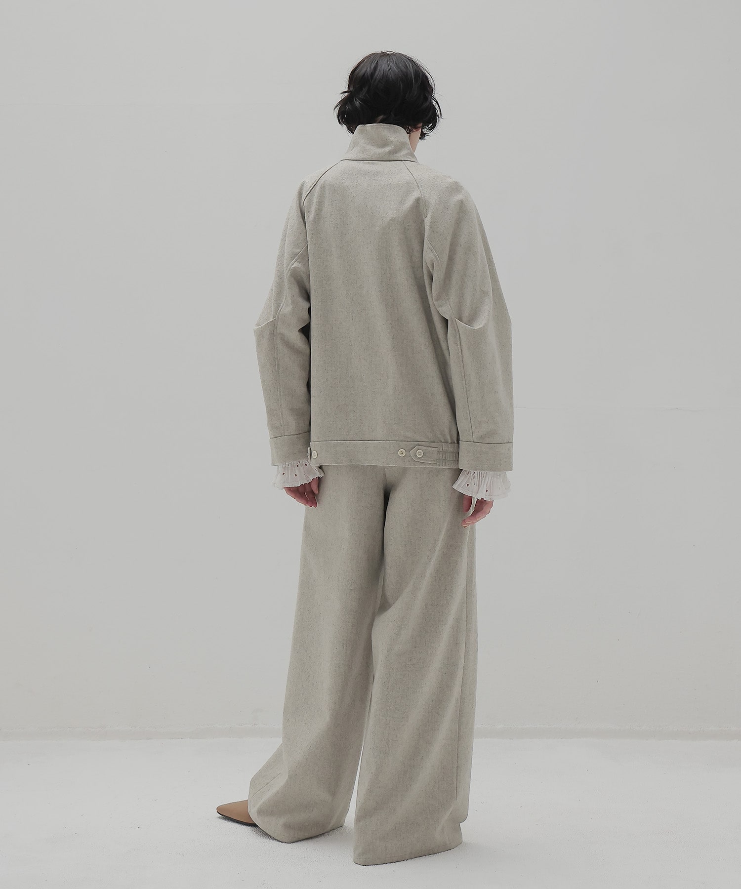top flannel stand collar blouson