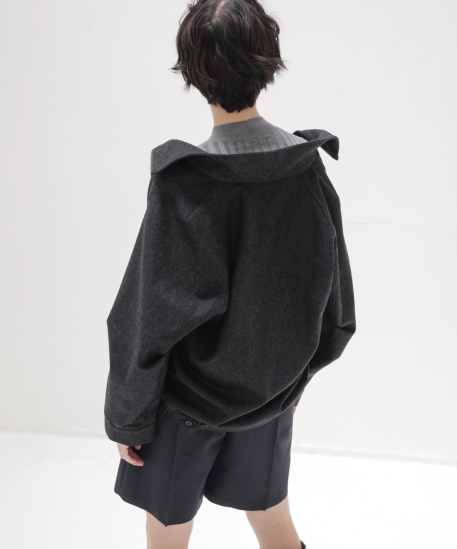 top flannel stand collar blouson