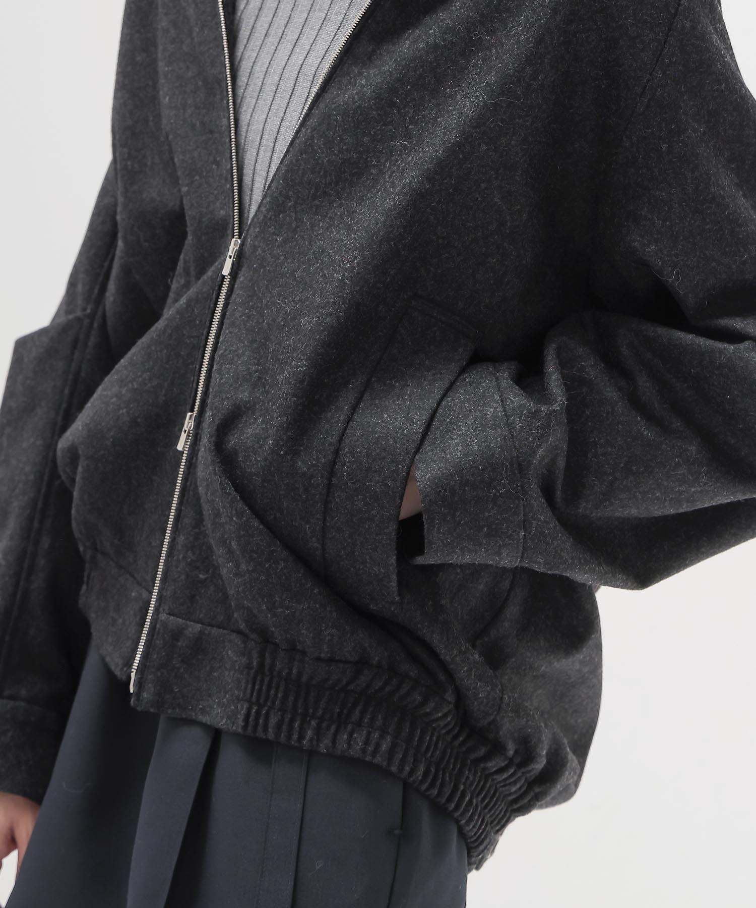 top flannel stand collar blouson
