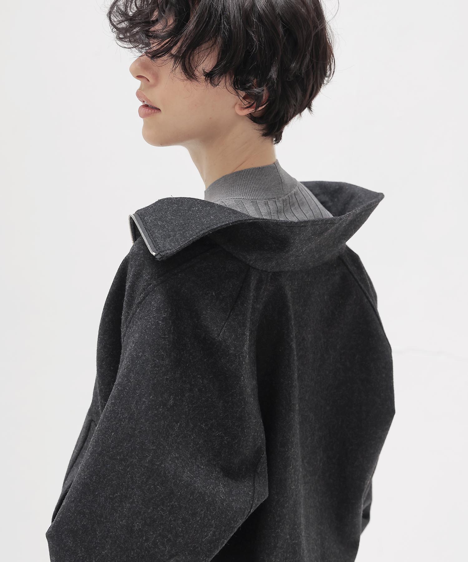 top flannel stand collar blouson