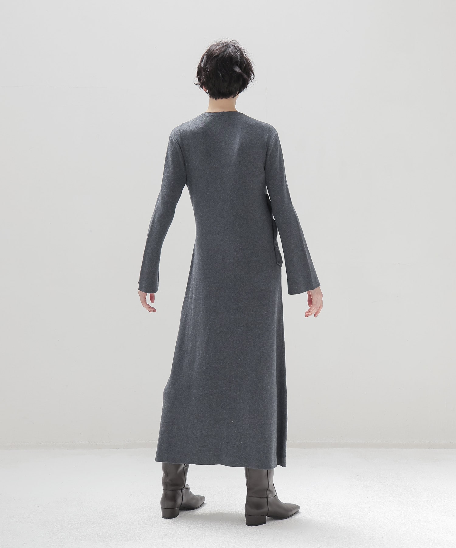 cotton cashmere drape knit dress