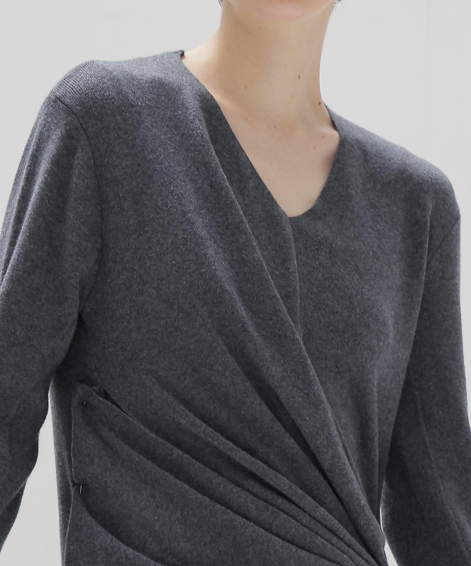cotton cashmere drape knit dress