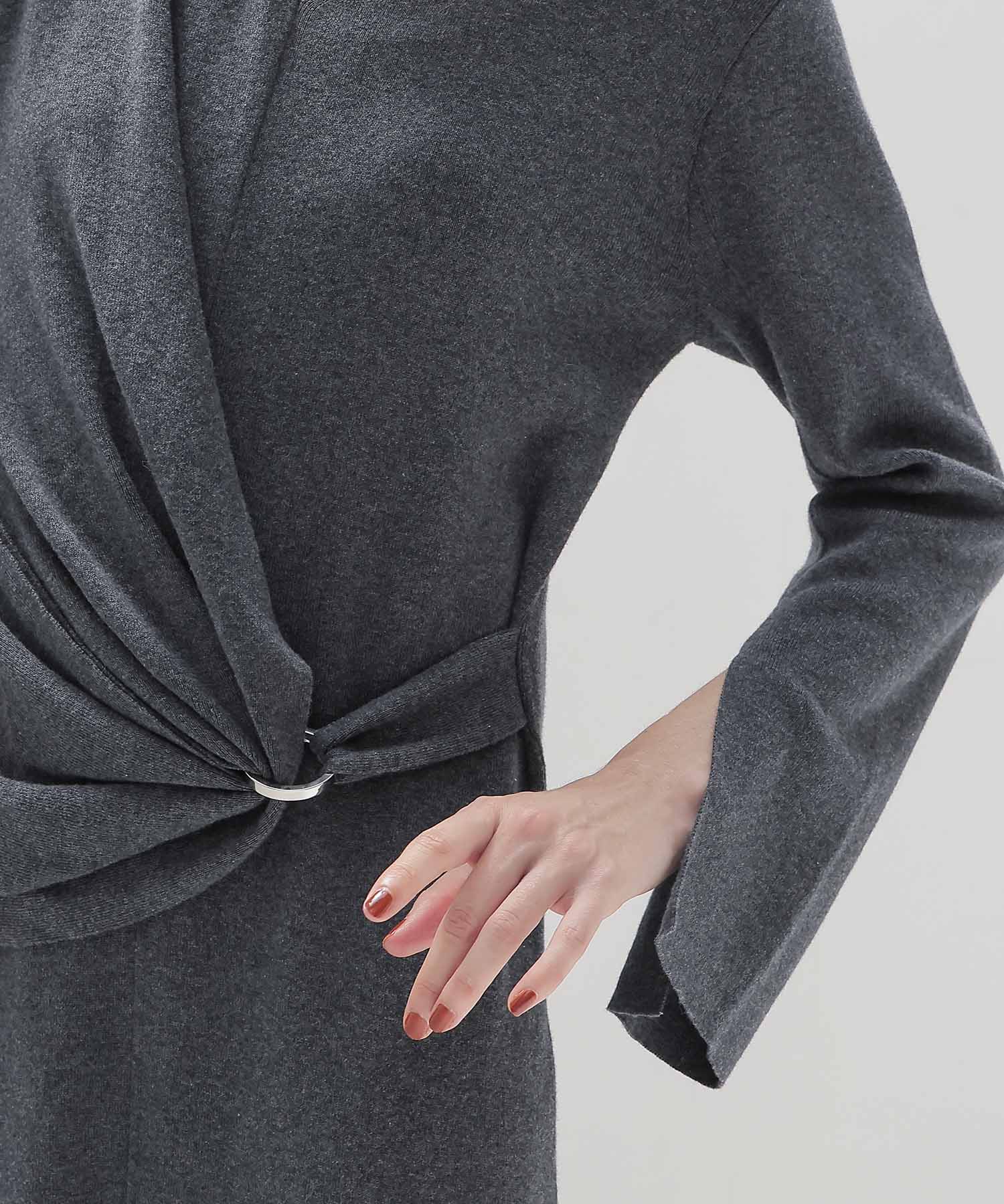 cotton cashmere drape knit dress