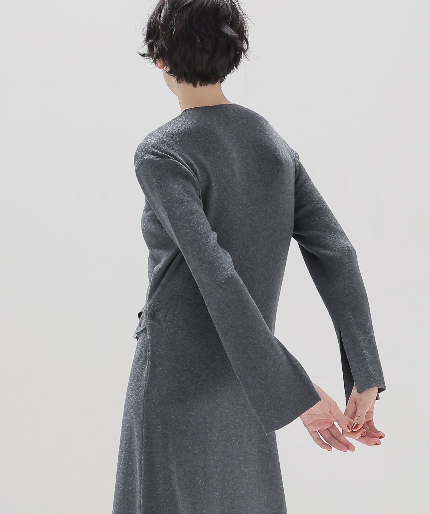 cotton cashmere drape knit dress