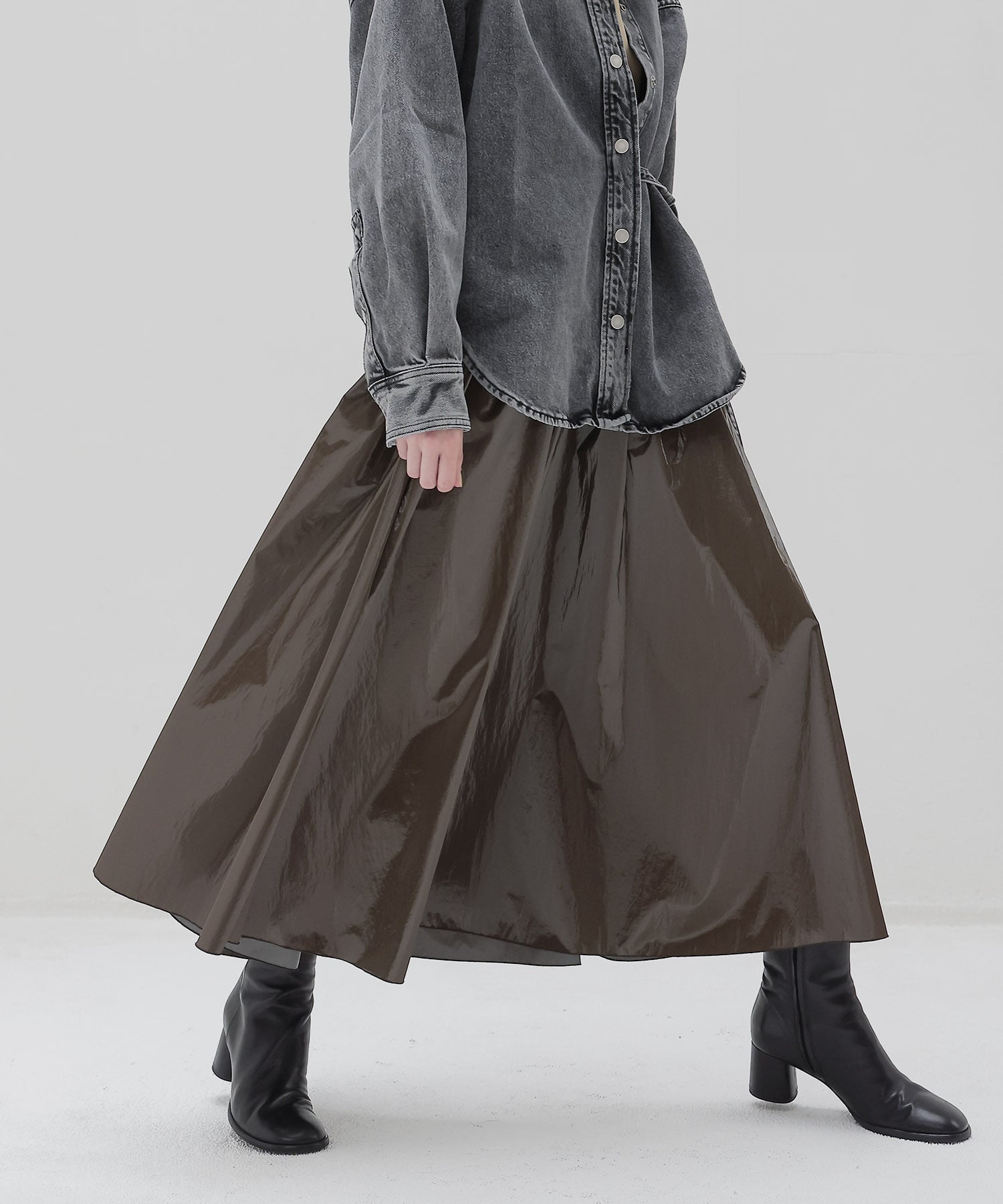 bright coating gather skirt