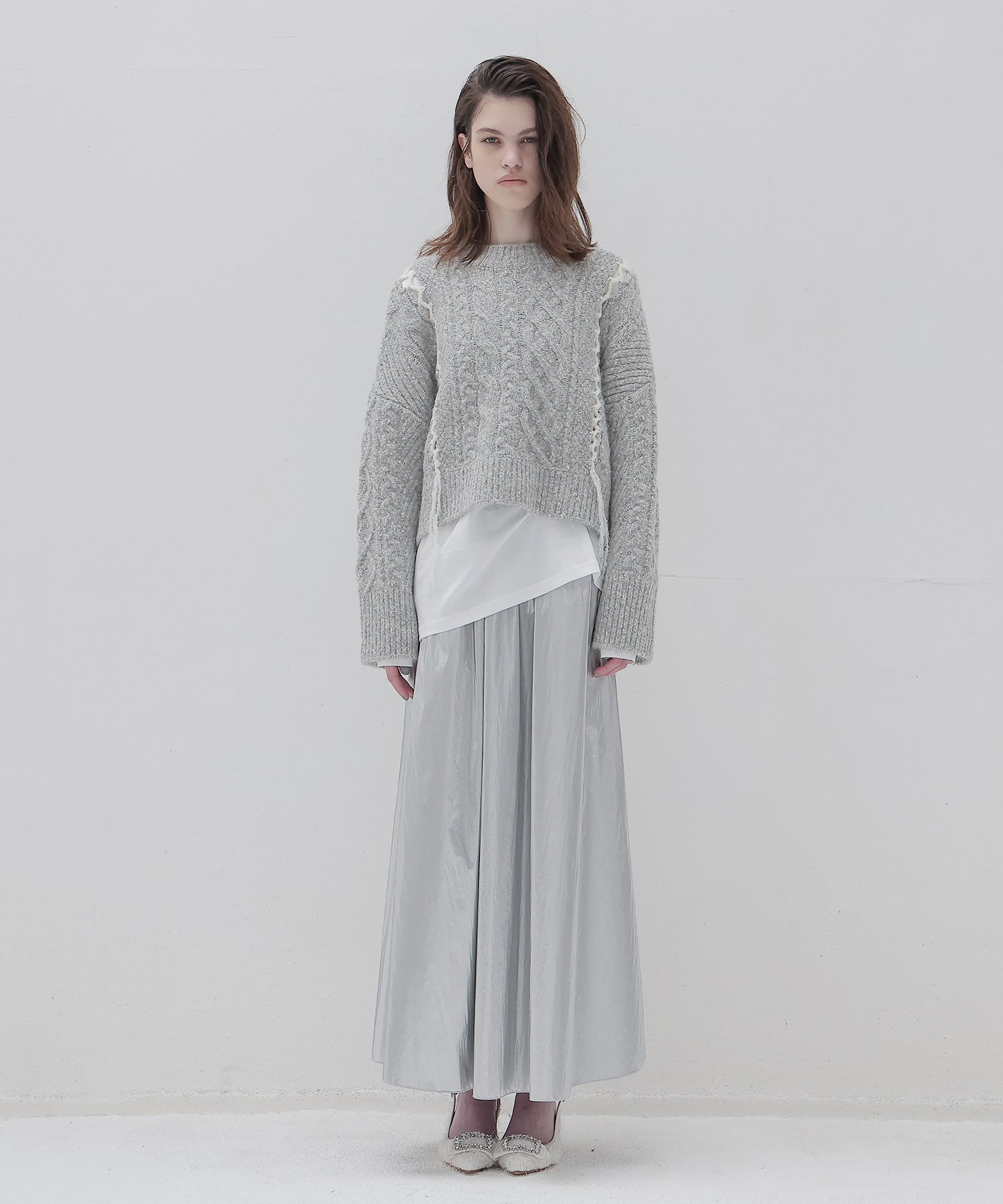 bright coating gather skirt
