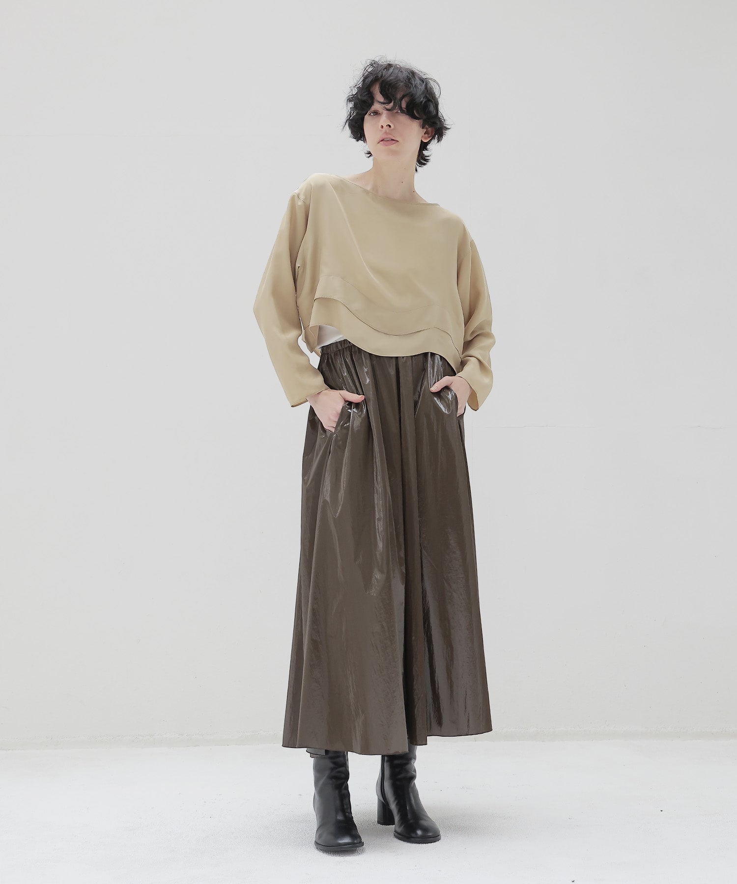 bright coating gather skirt
