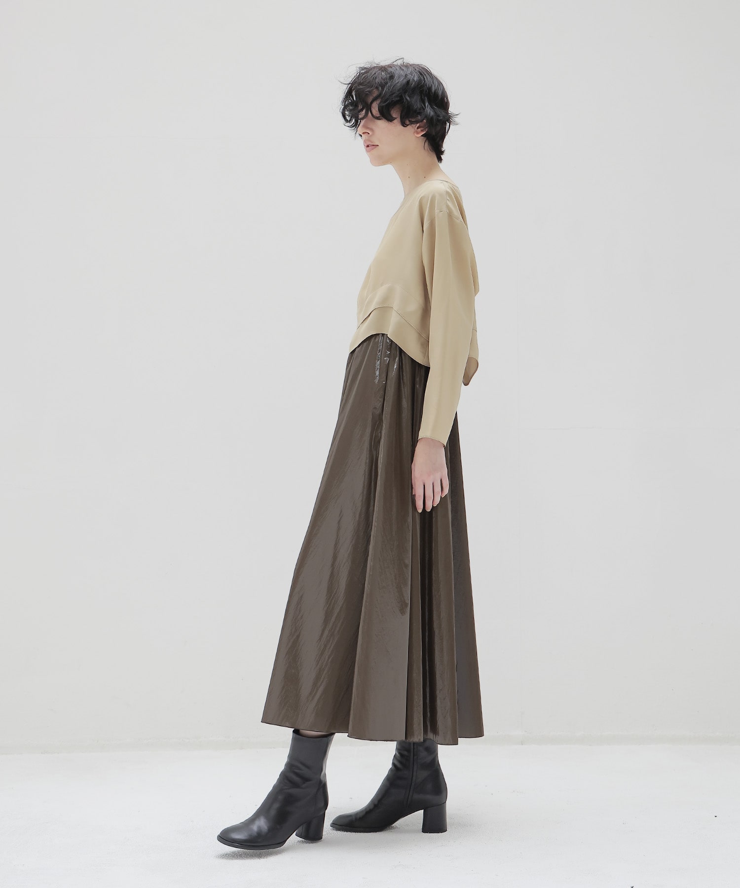 bright coating gather skirt