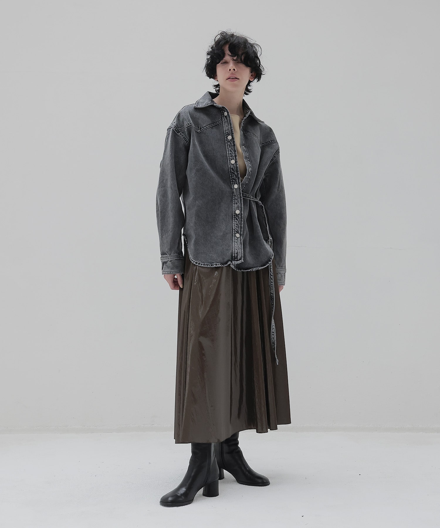 bright coating gather skirt