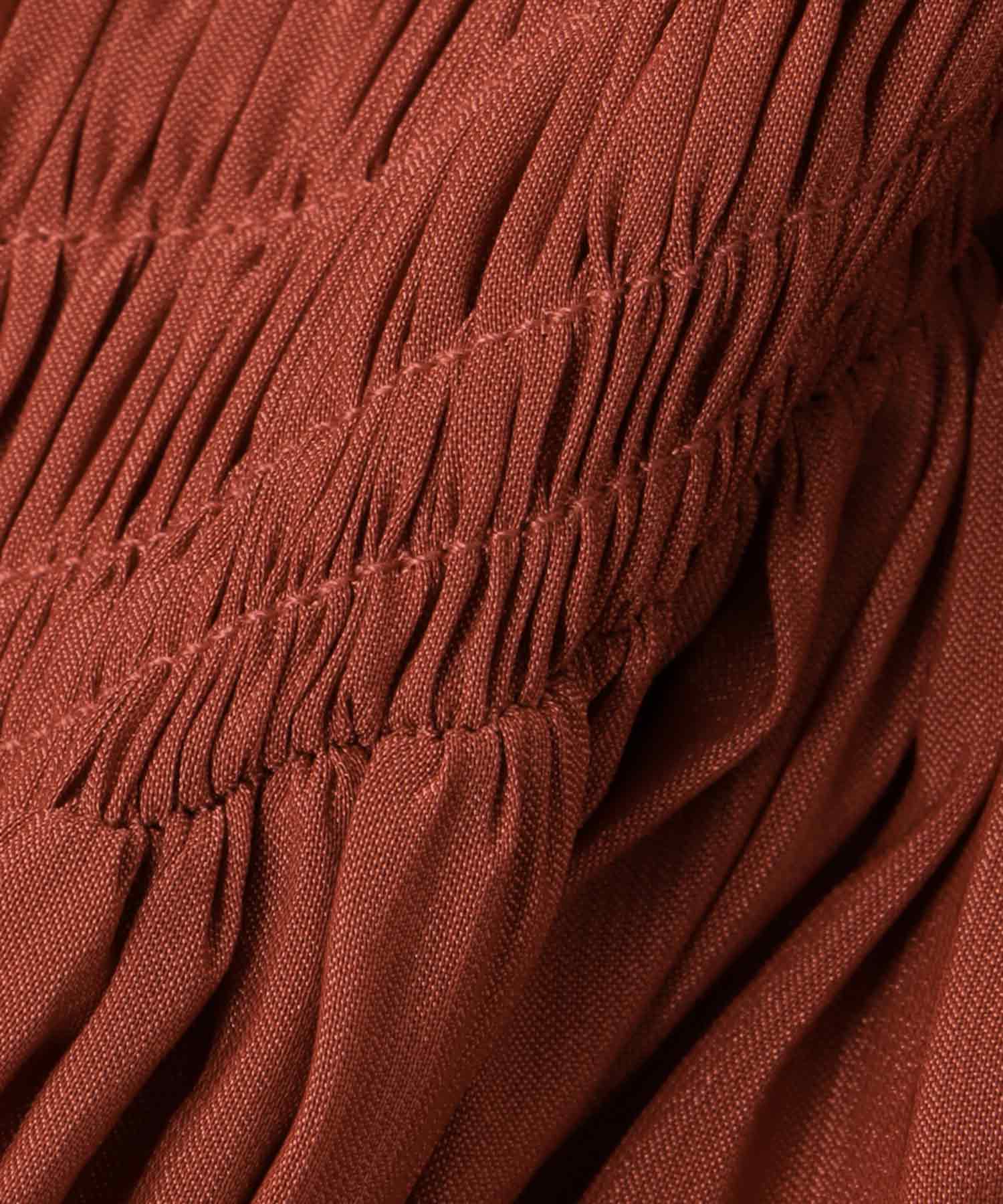 shirring tiered gom long skirt
