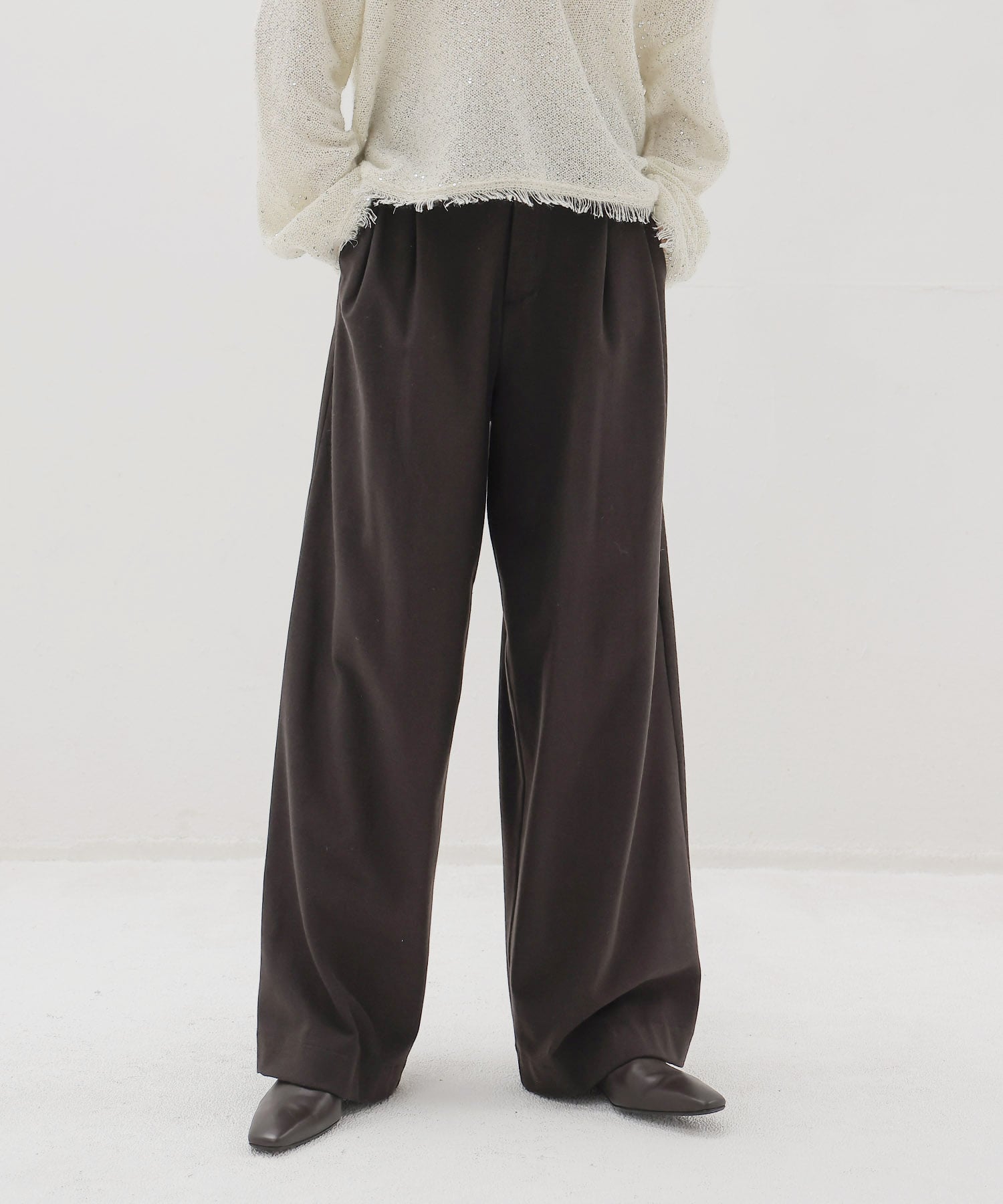 both sides brushed 2tuck pants