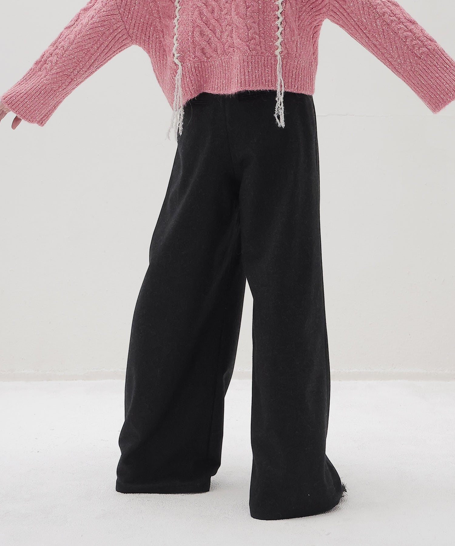 top flannel 2 tuck wide pants