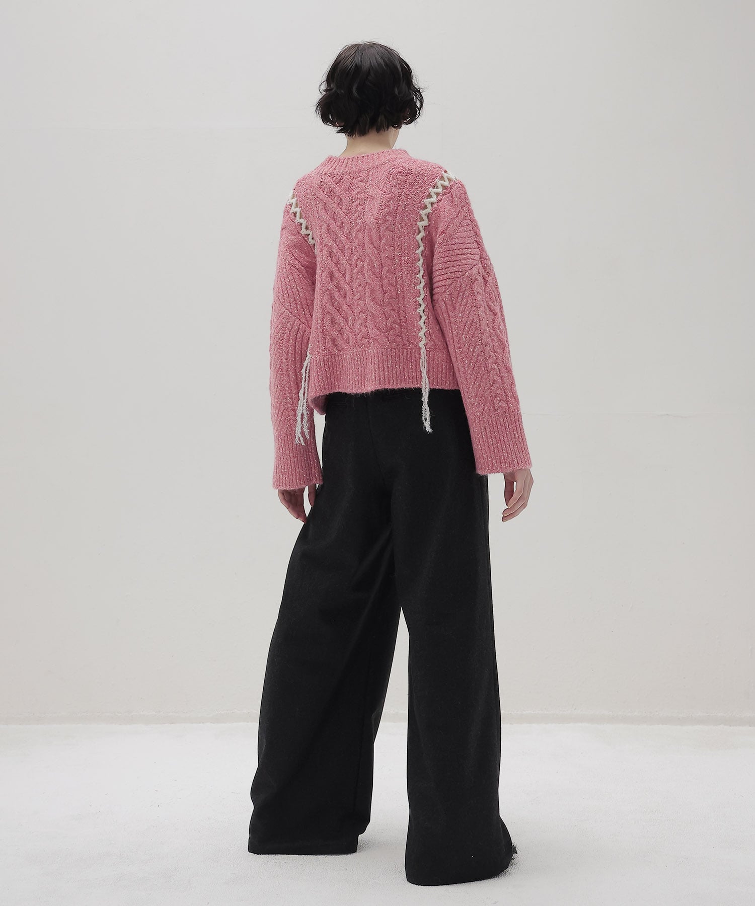 top flannel 2 tuck wide pants