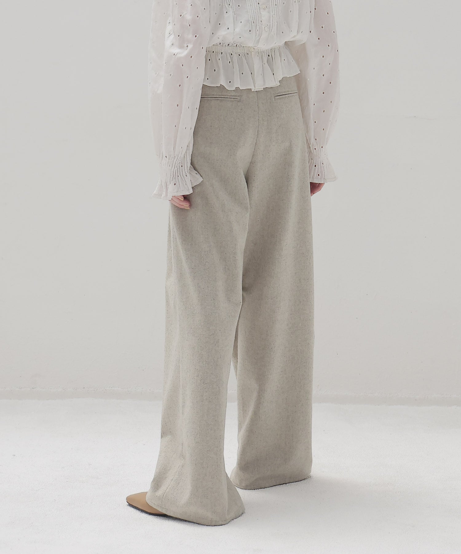 top flannel 2 tuck wide pants
