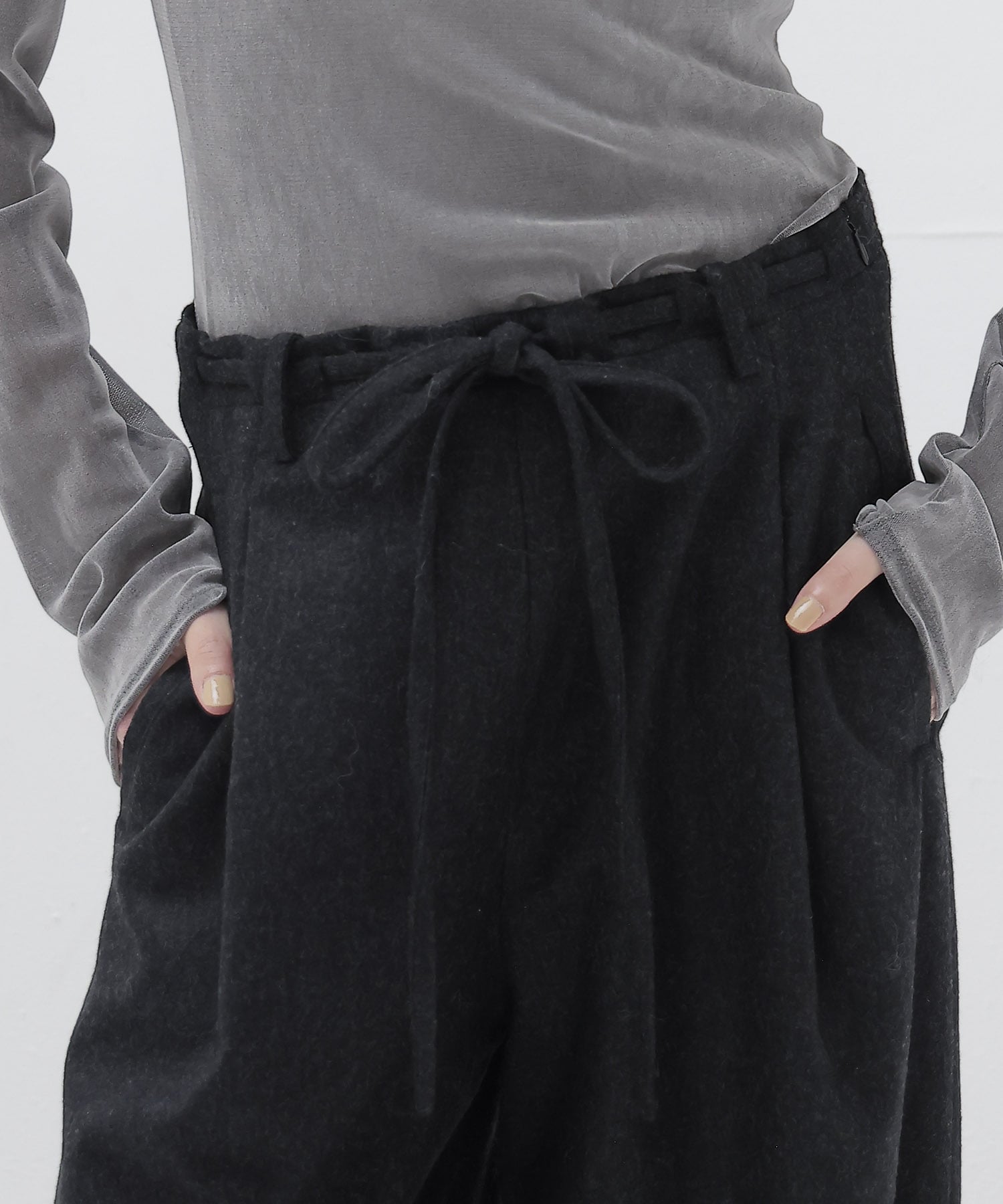 top flannel 2 tuck wide pants