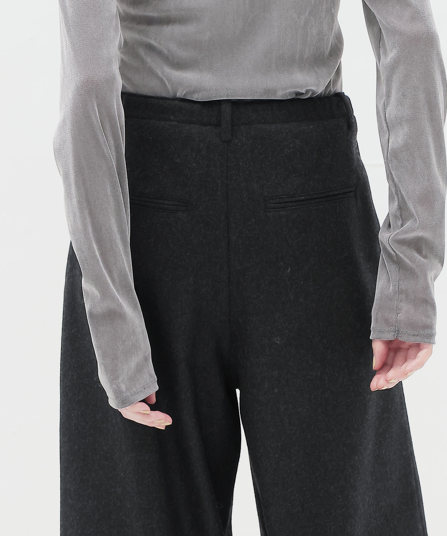 top flannel 2 tuck wide pants