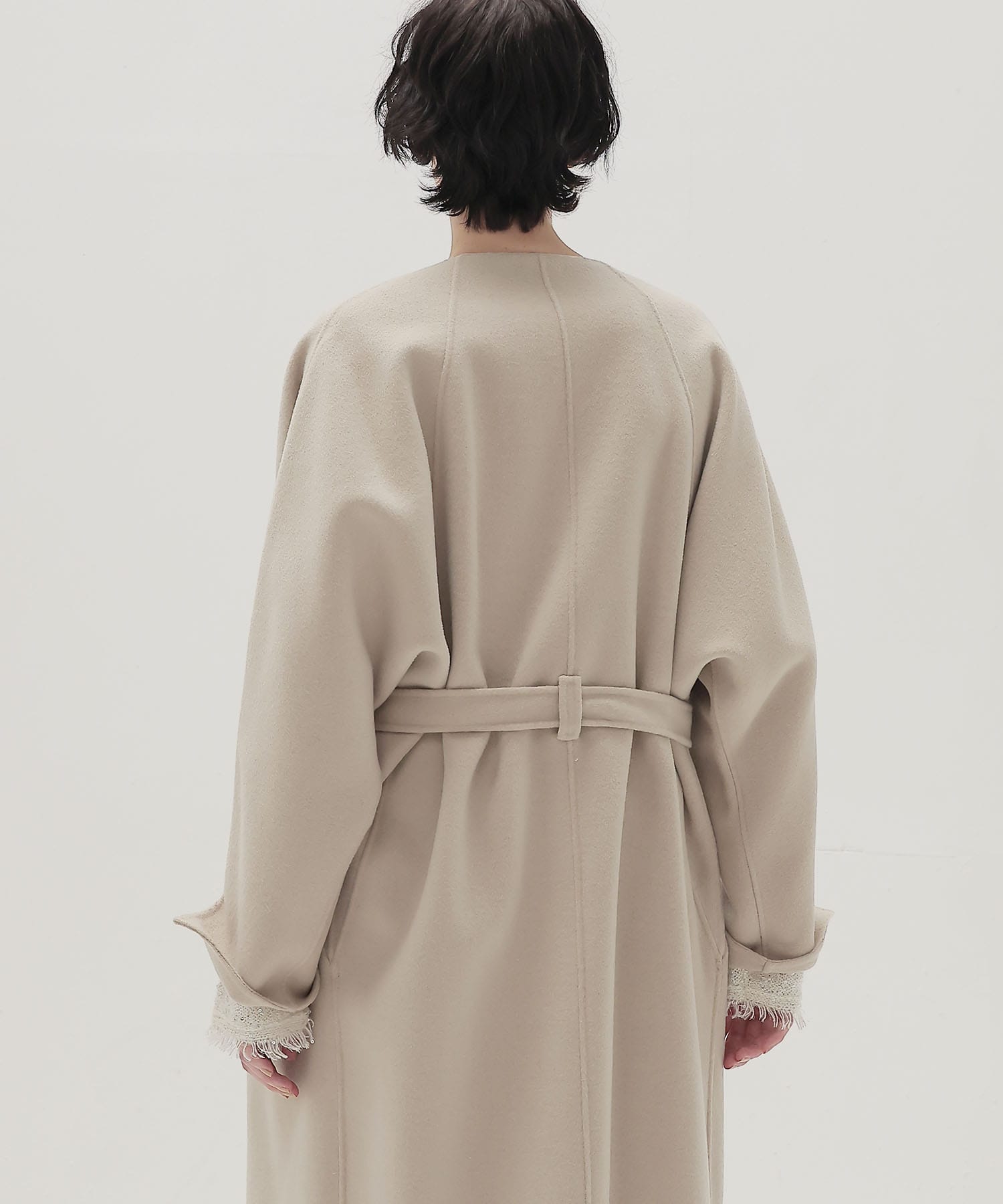 beaver W collar rever long coat