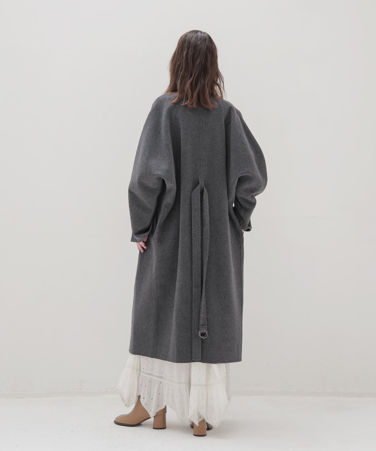 beaver W collar rever long coat