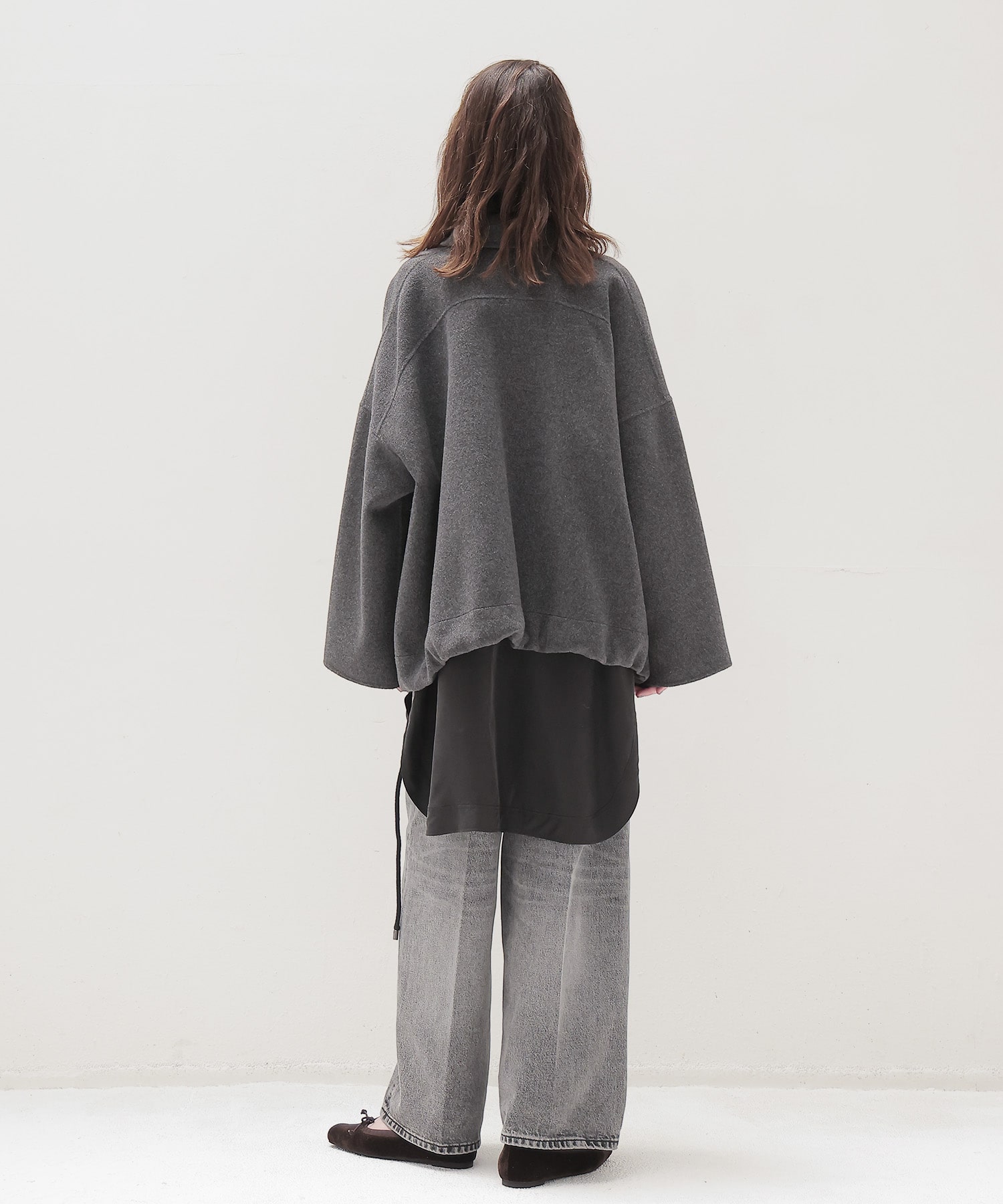 beaver long zip rever short coat