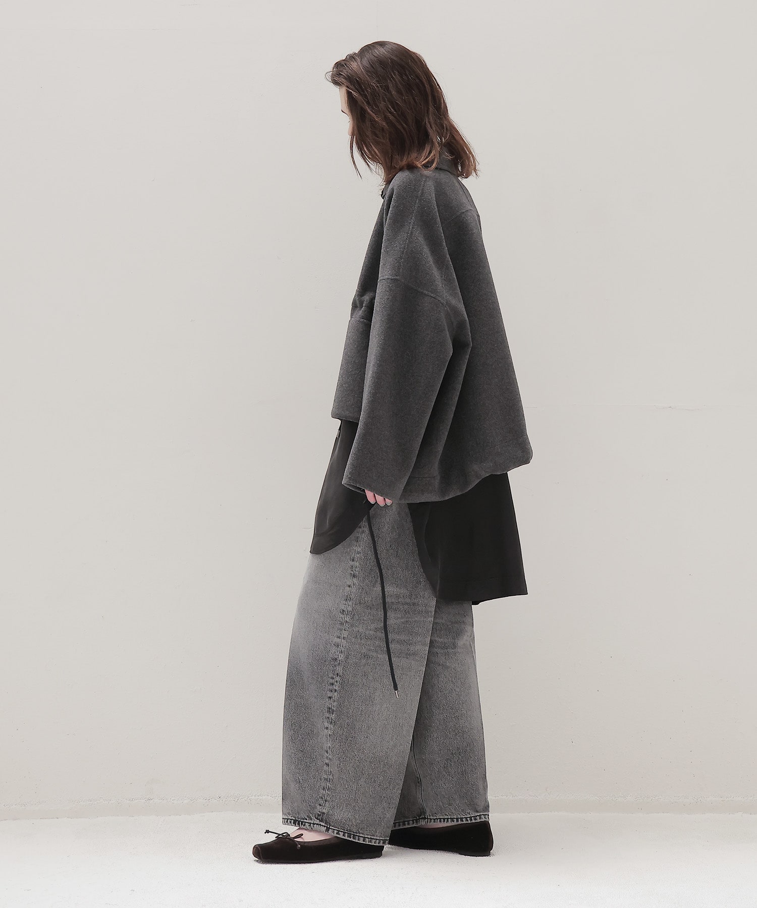beaver long zip rever short coat