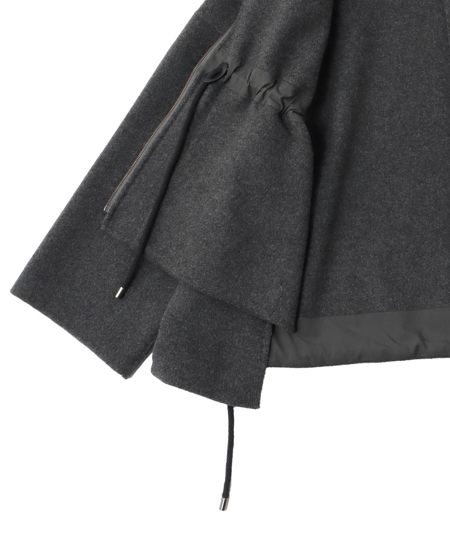 beaver long zip rever short coat