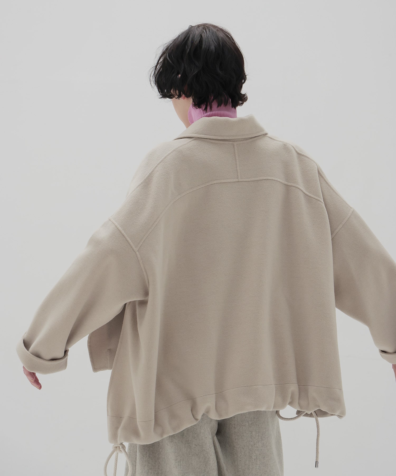 beaver long zip rever short coat