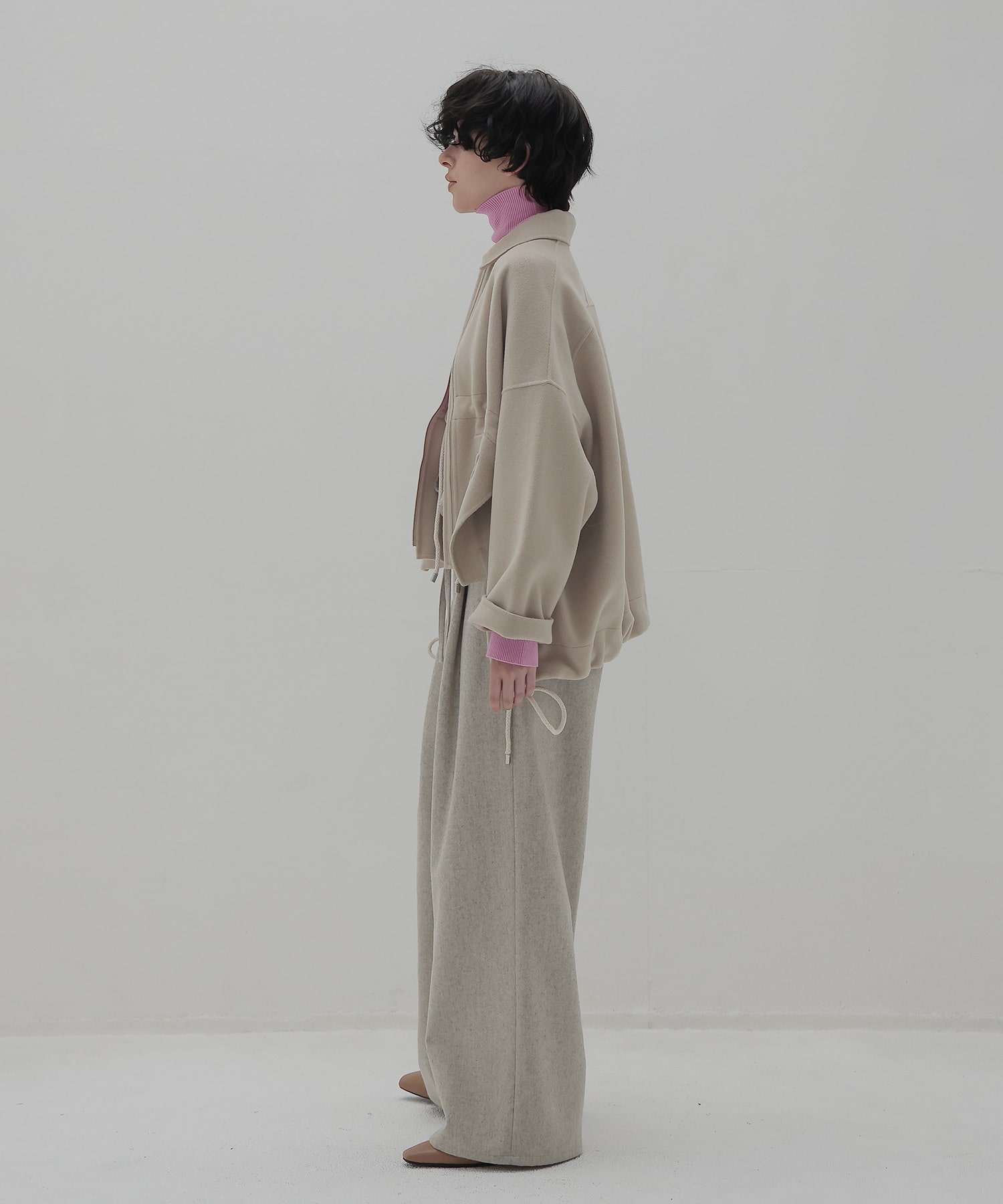 beaver long zip rever short coat