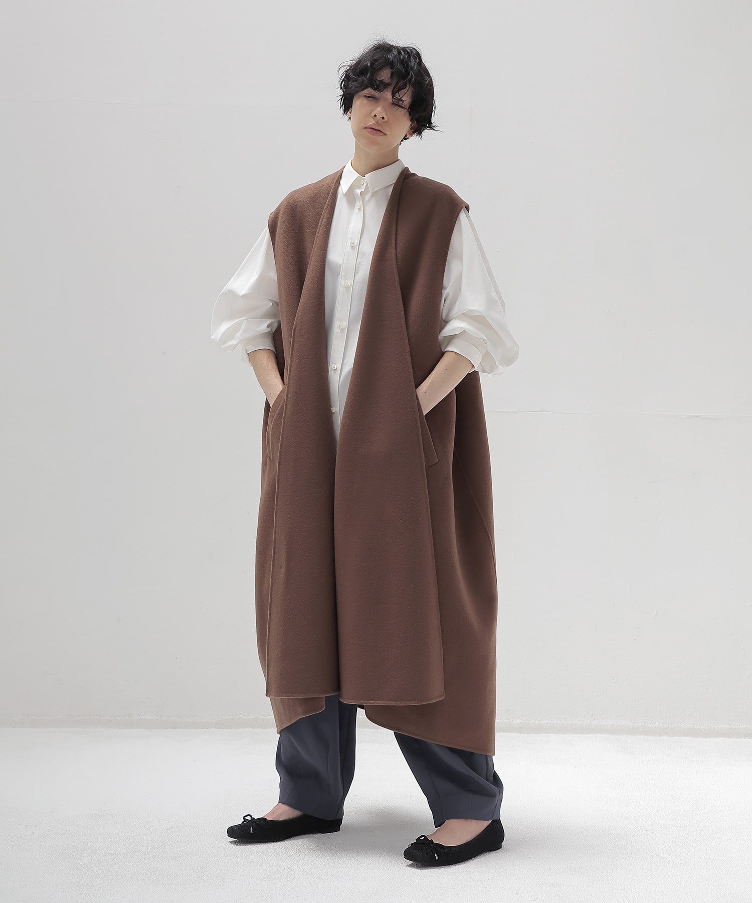 egg shape long gilet