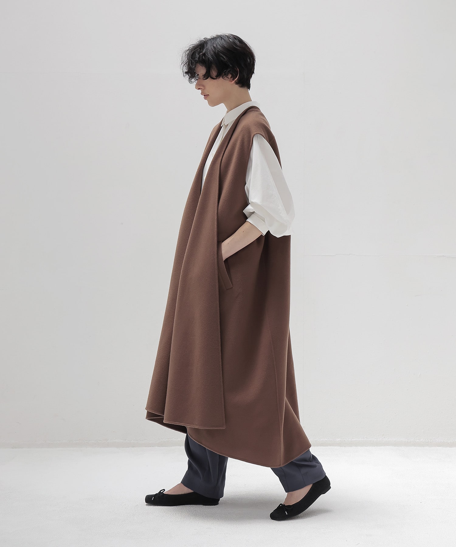egg shape long gilet