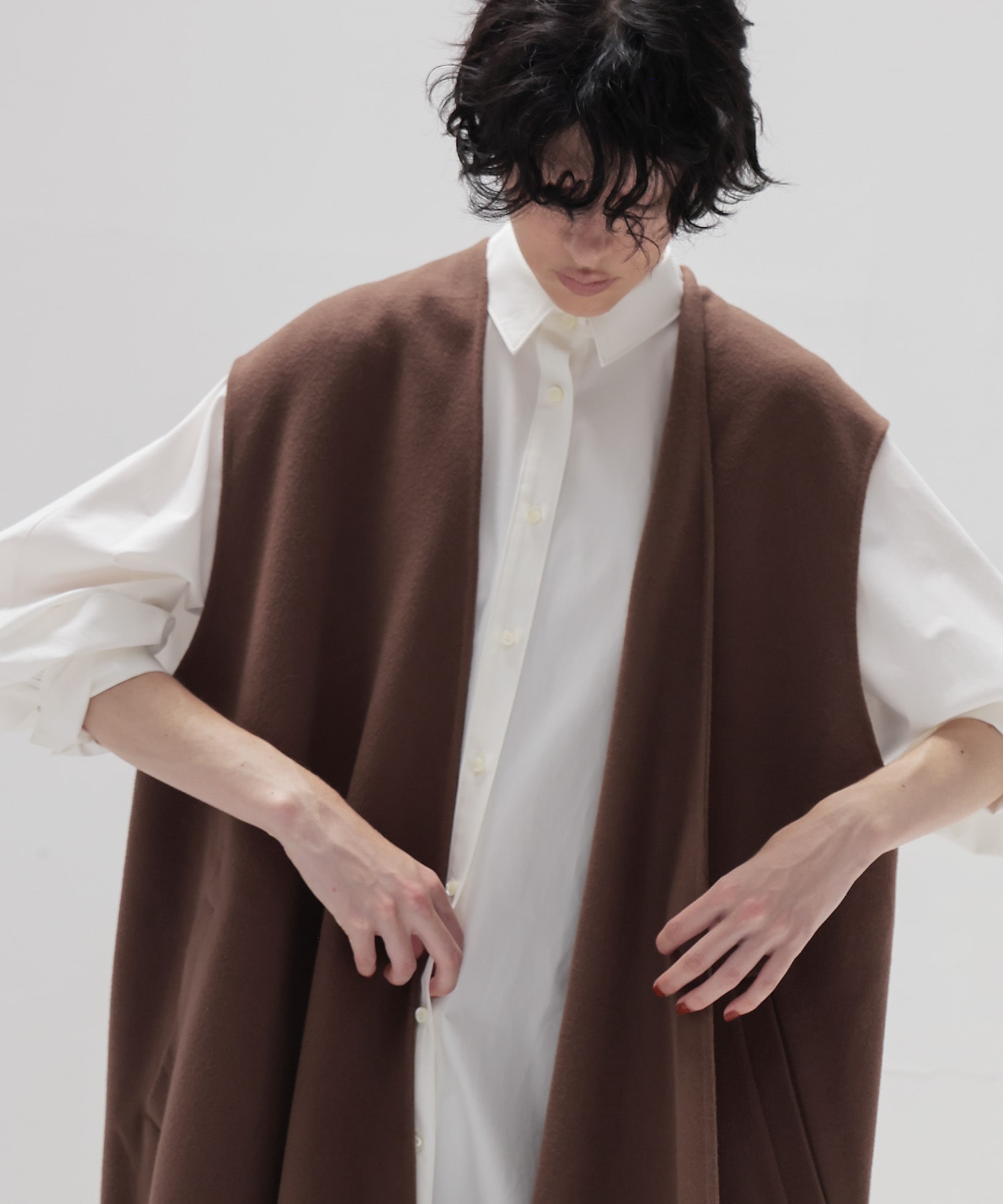 egg shape long gilet