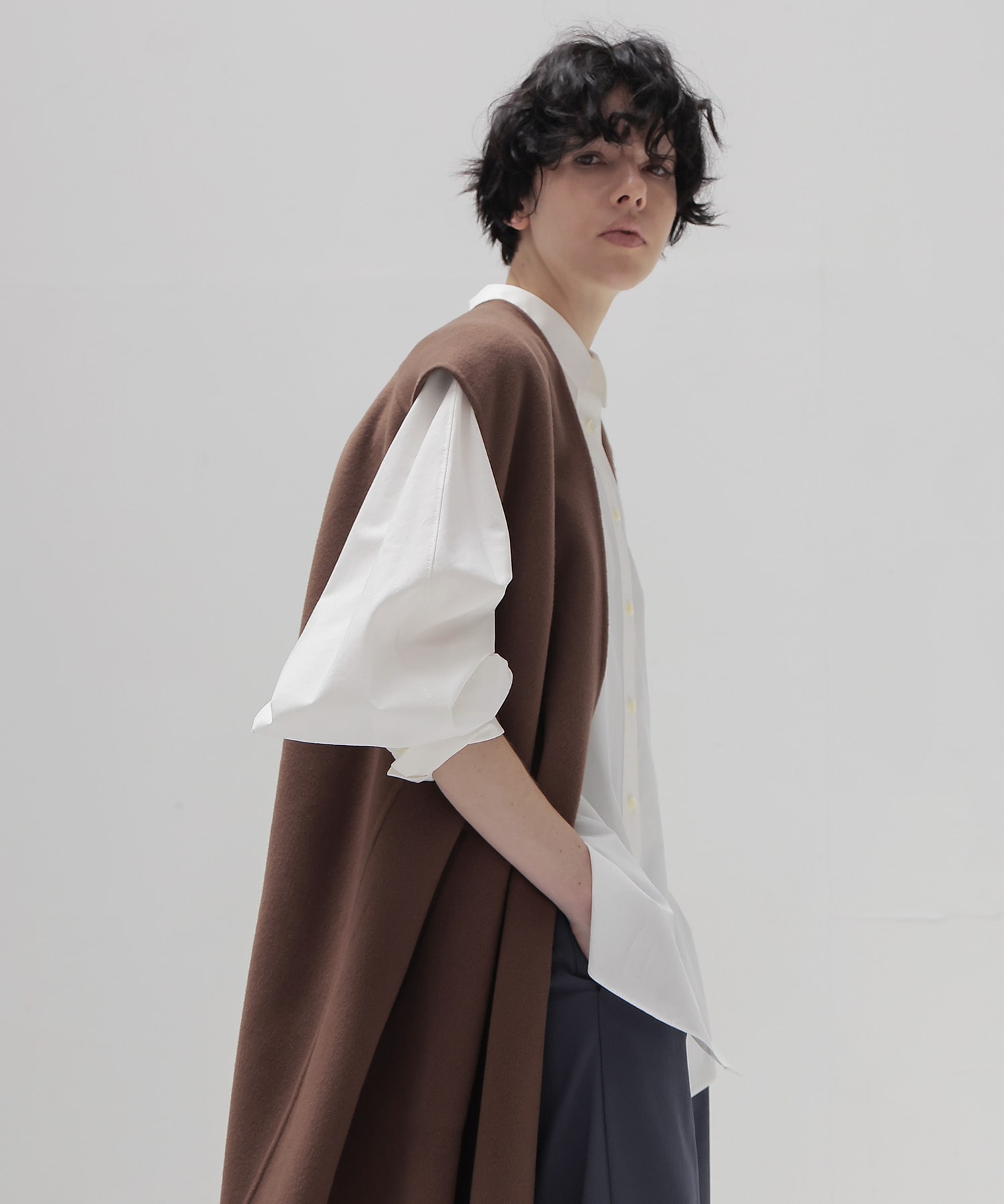 egg shape long gilet