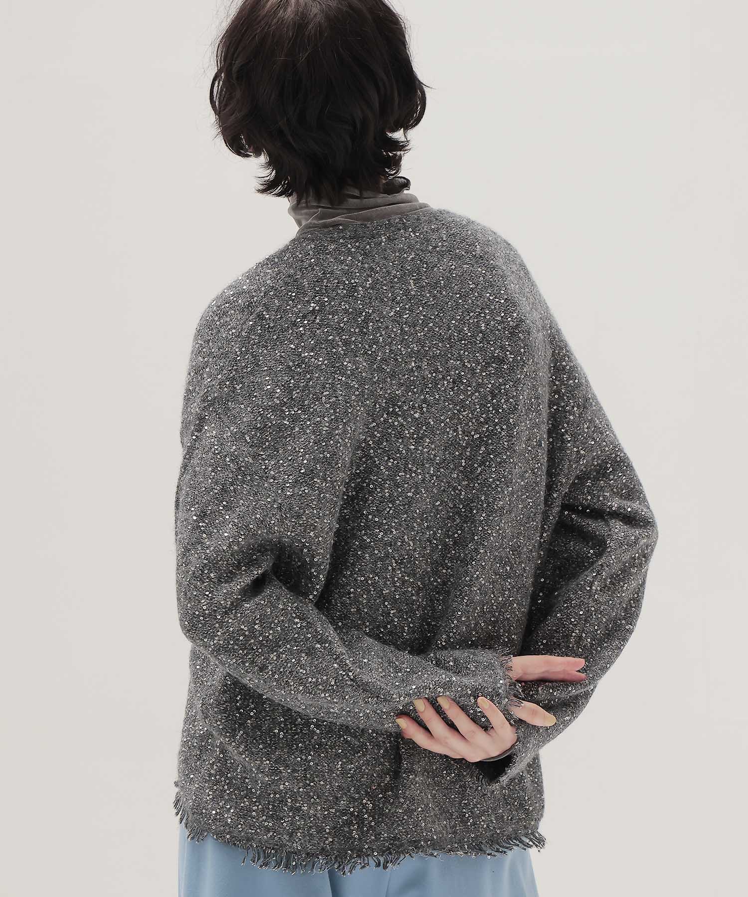 sequins lame deep Vneck pullover