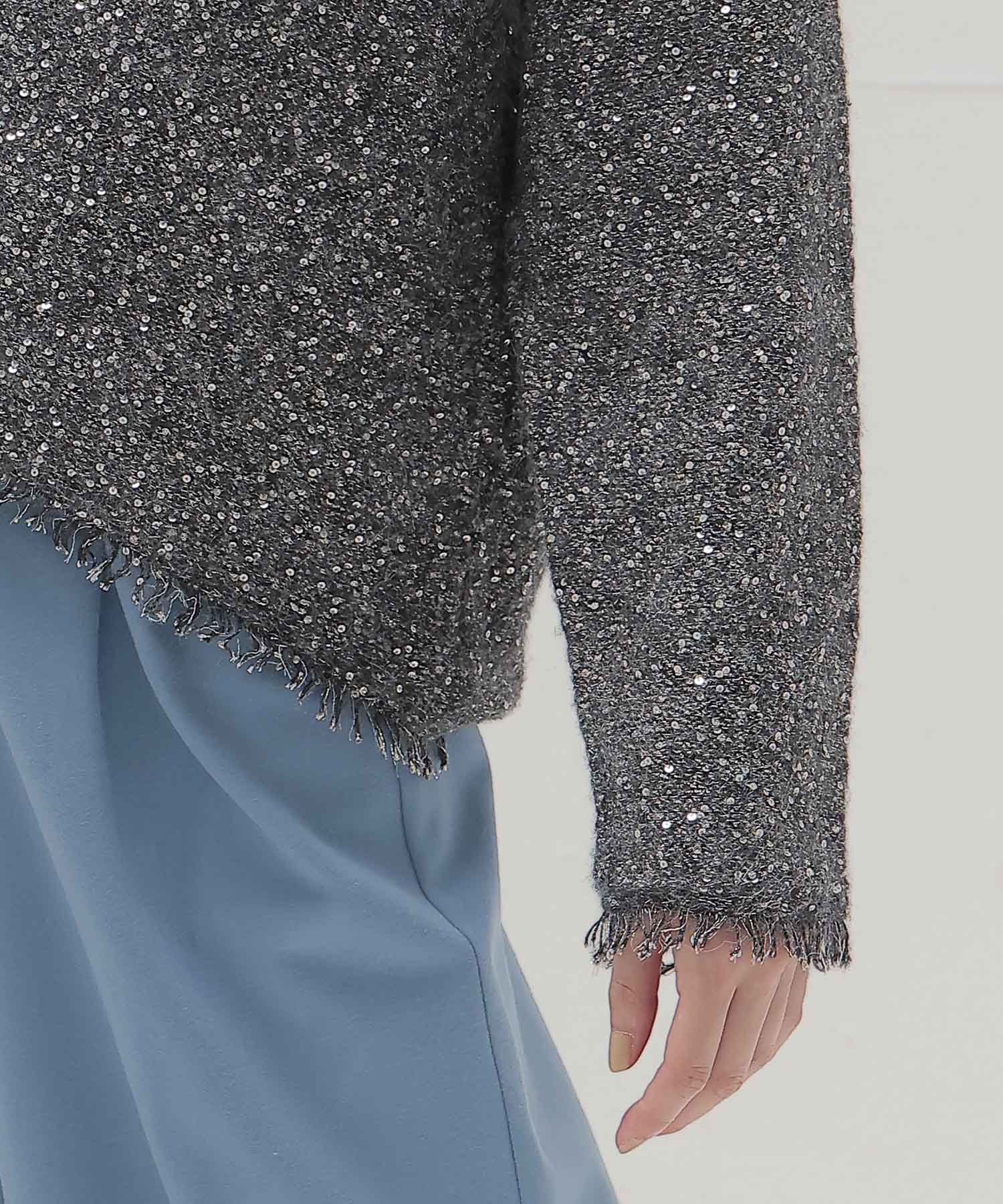 sequins lame deep Vneck pullover