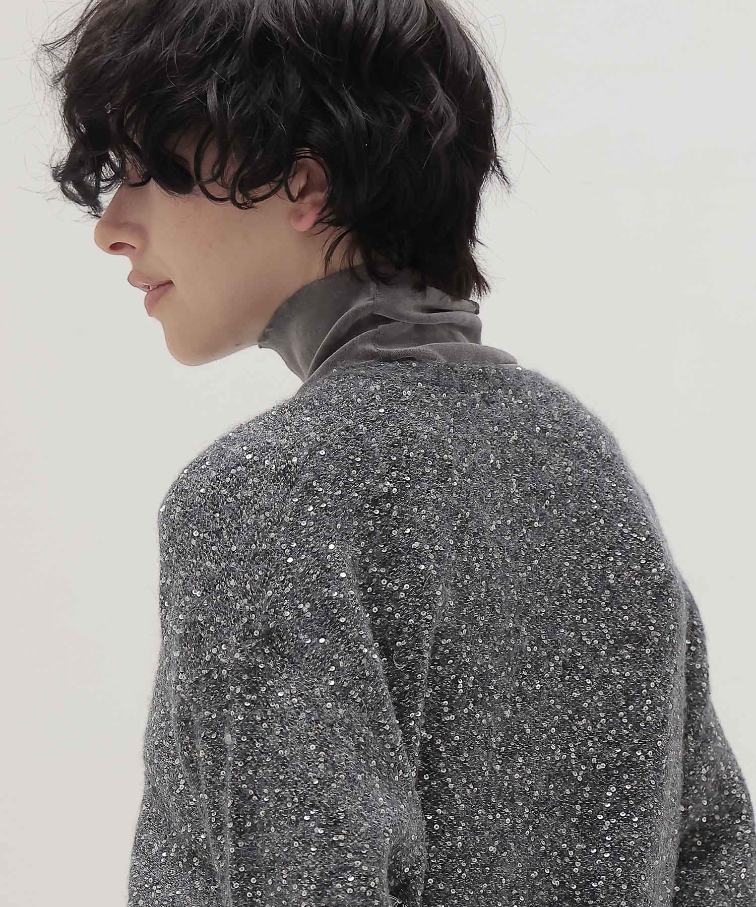 sequins lame deep Vneck pullover