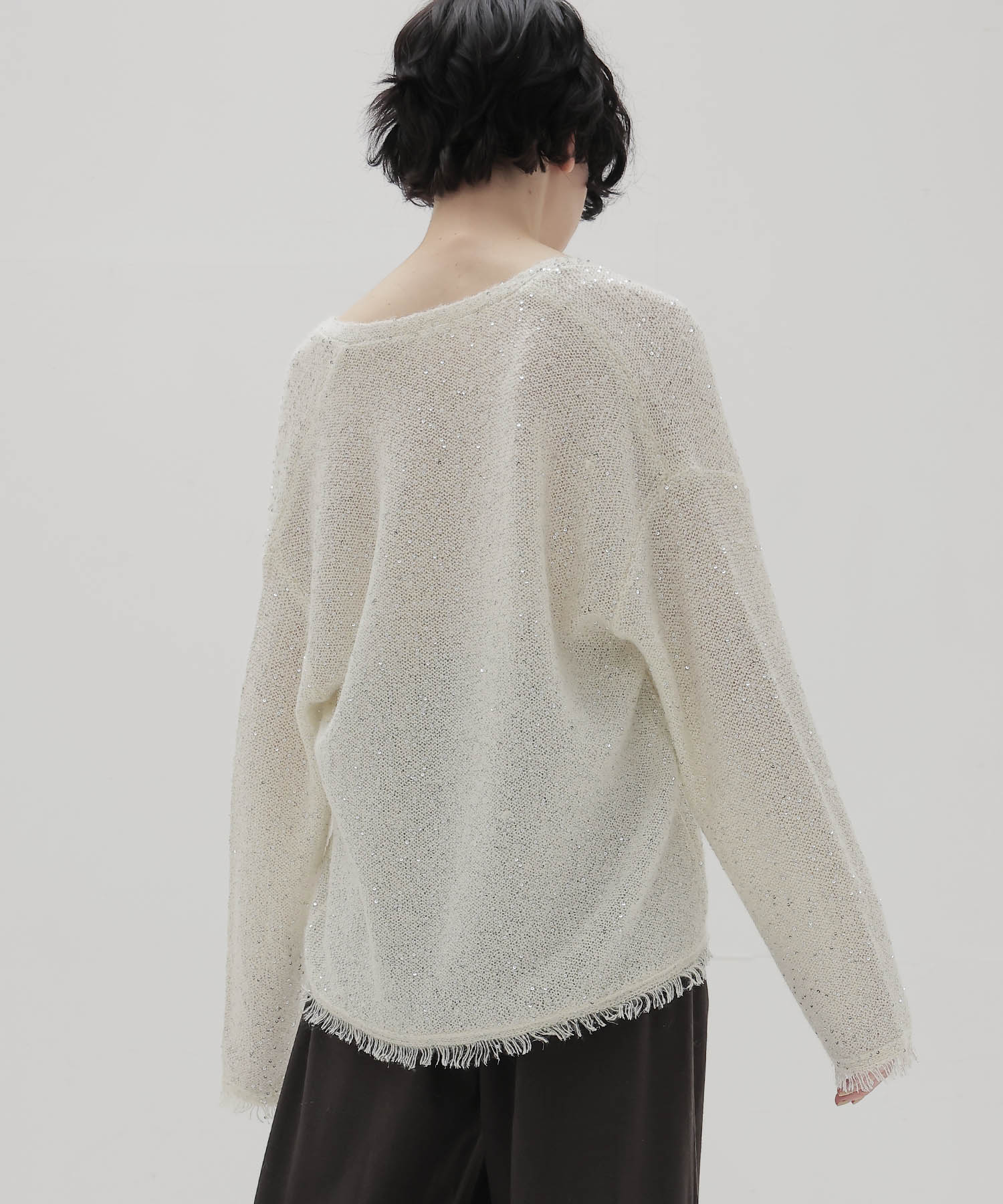 sequins lame deep Vneck pullover