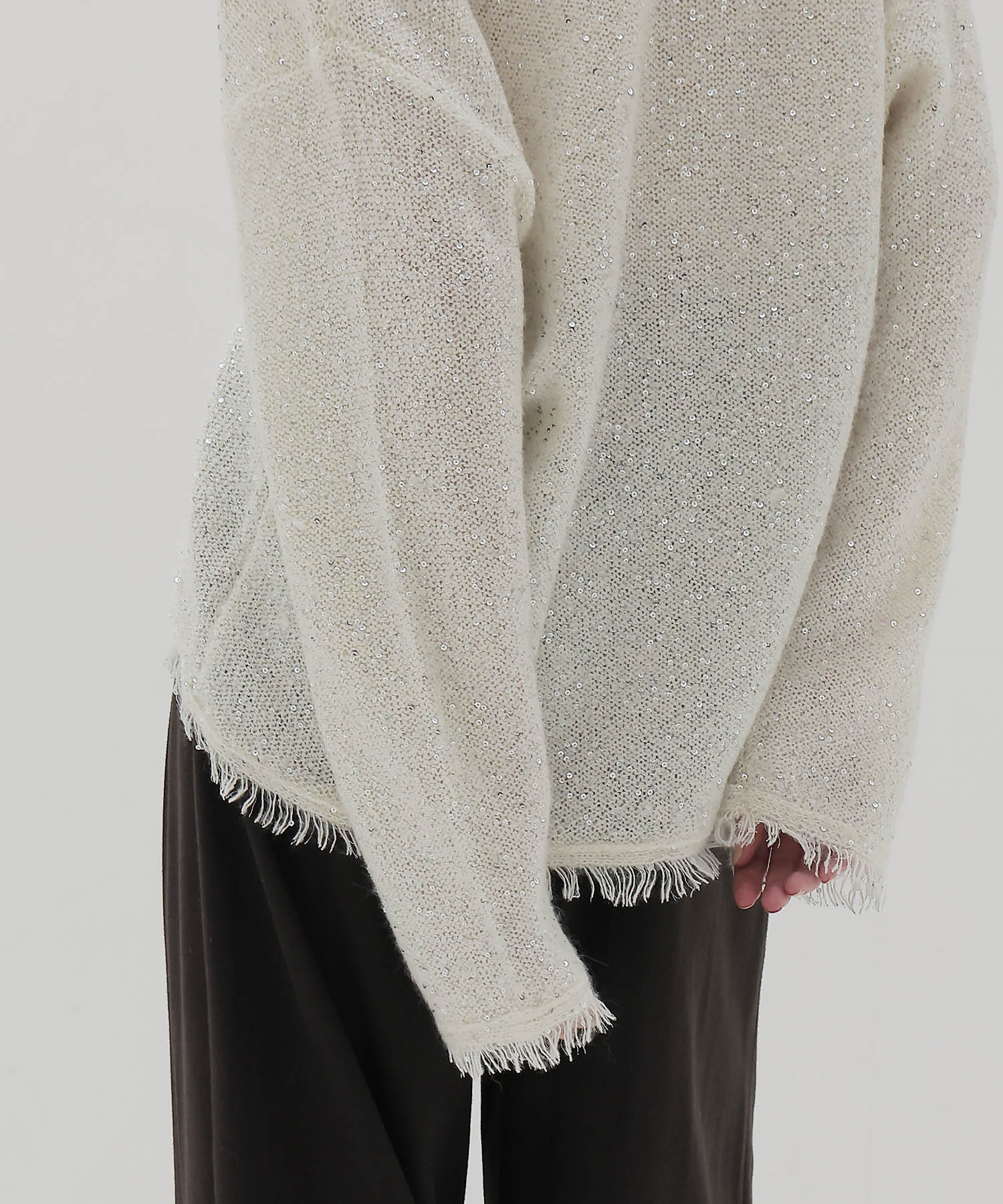 sequins lame deep Vneck pullover