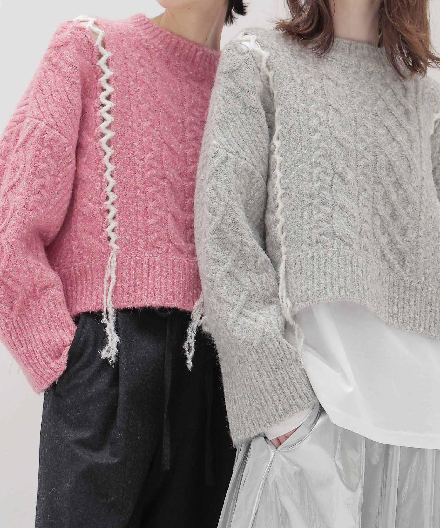 mix cable melange knit