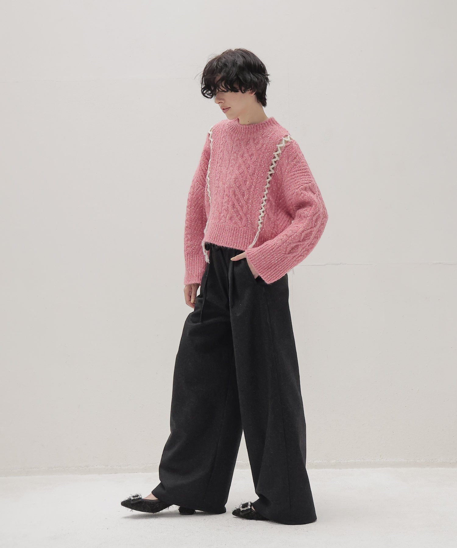 mix cable melange knit