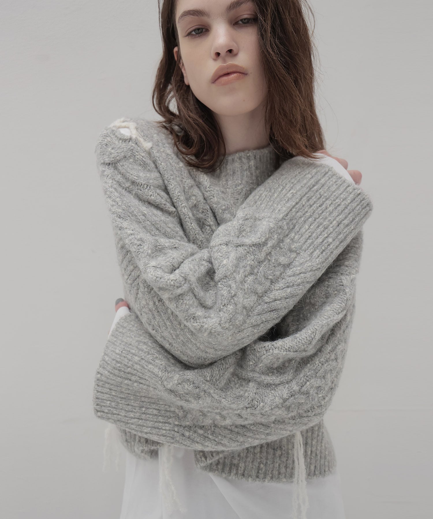 mix cable melange knit