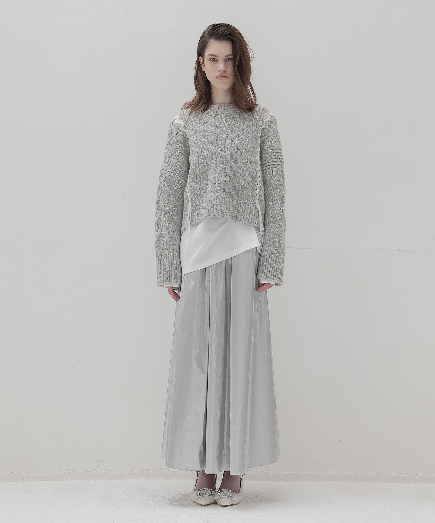 mix cable melange knit