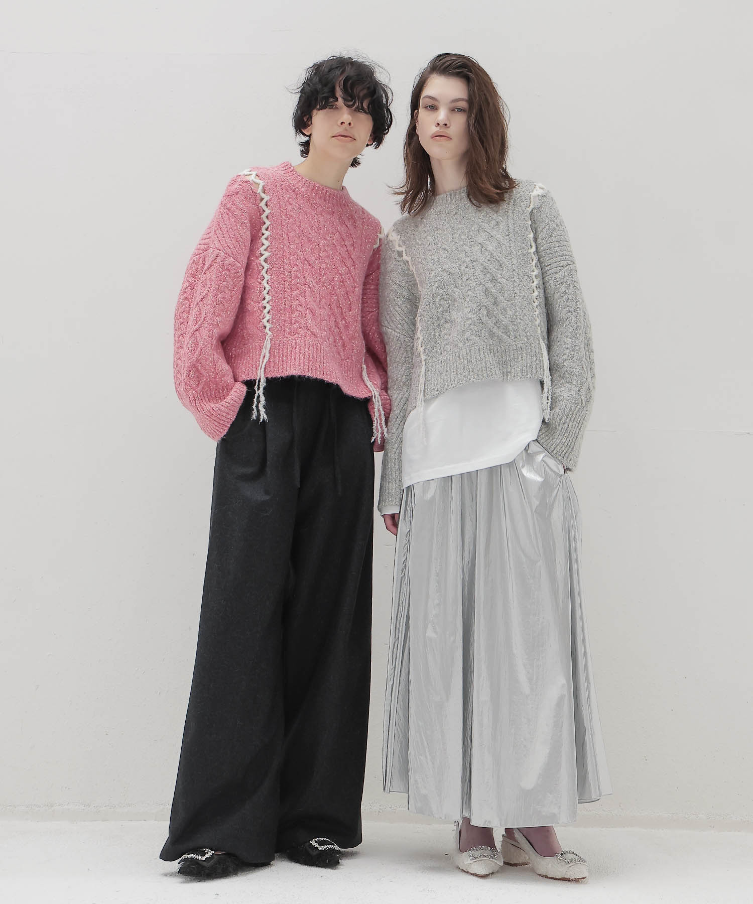 mix cable melange knit