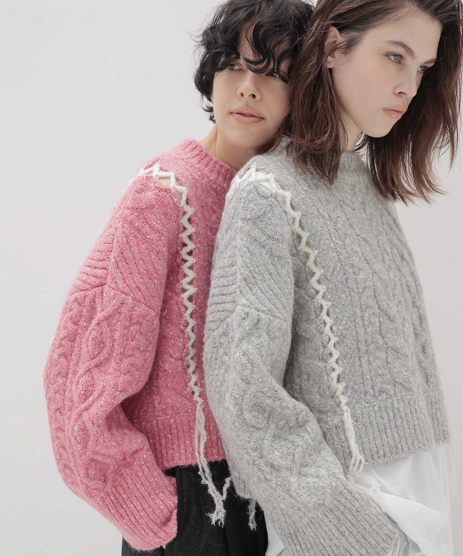 mix cable melange knit