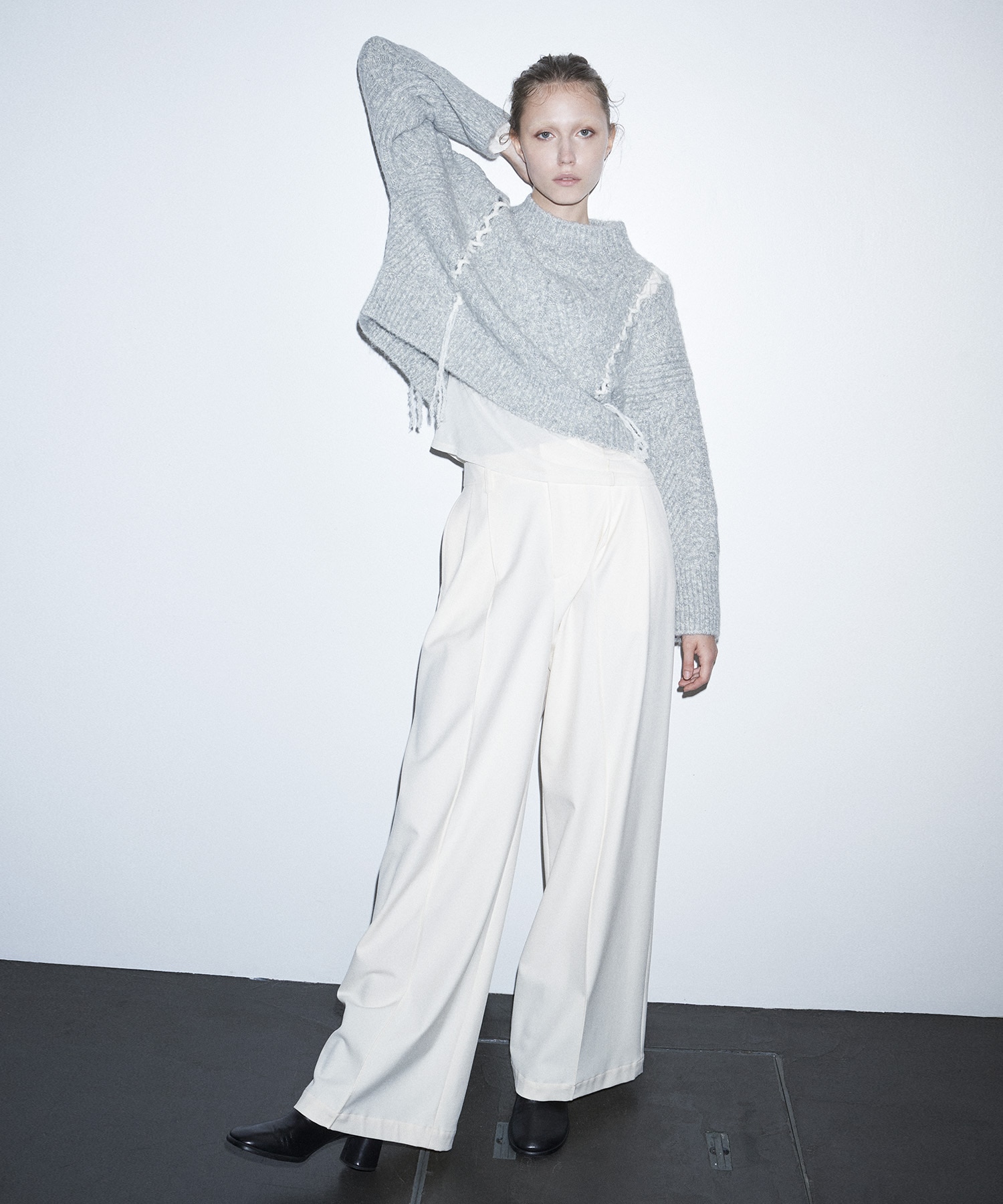 mix cable melange knit