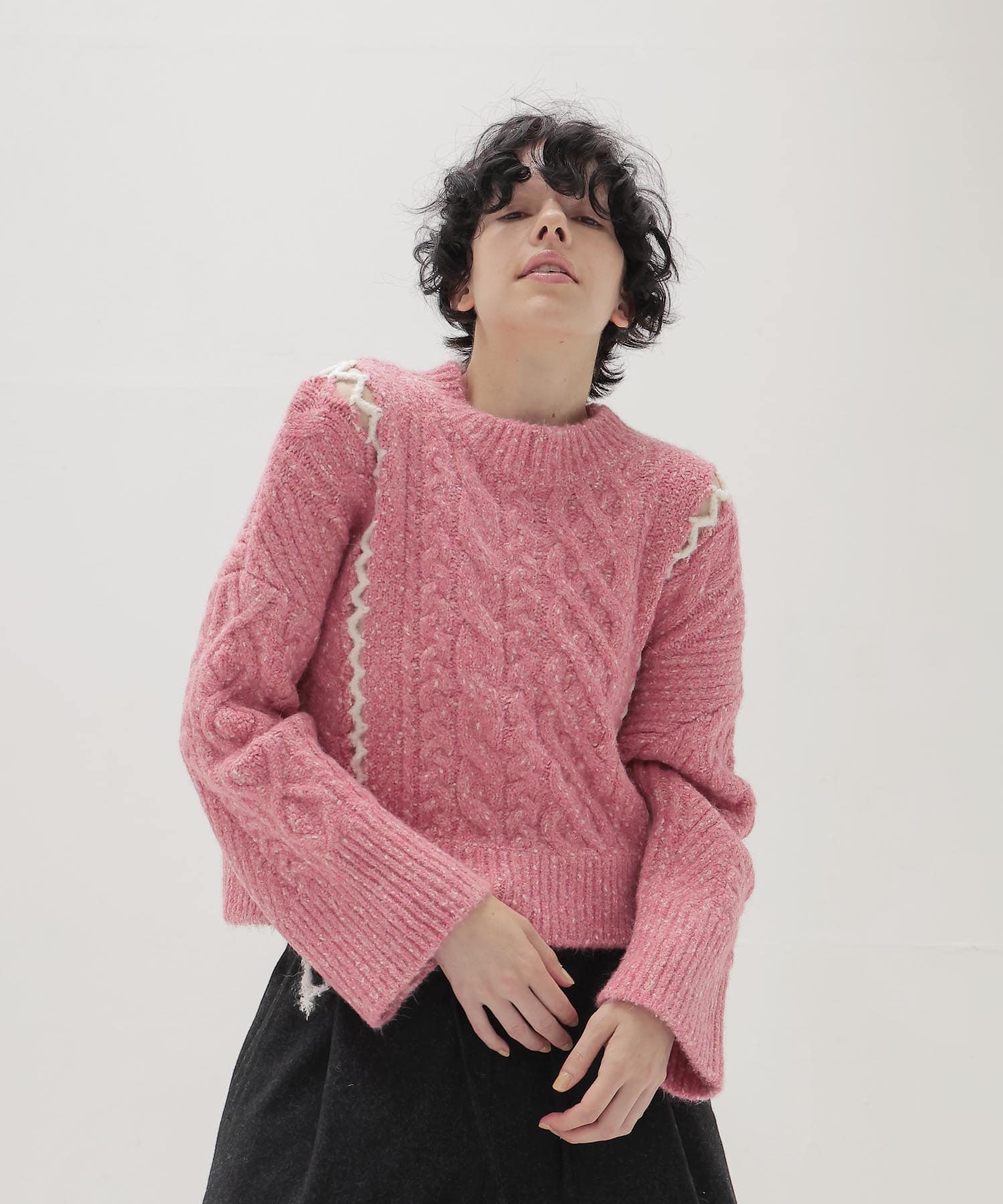 mix cable melange knit