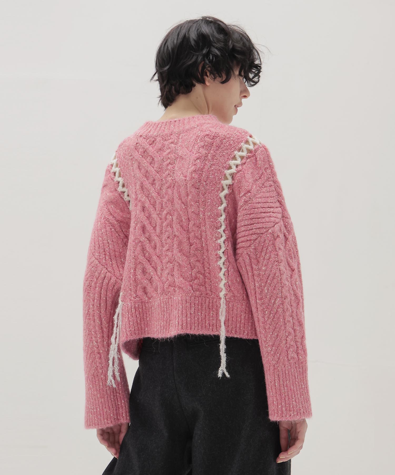 mix cable melange knit