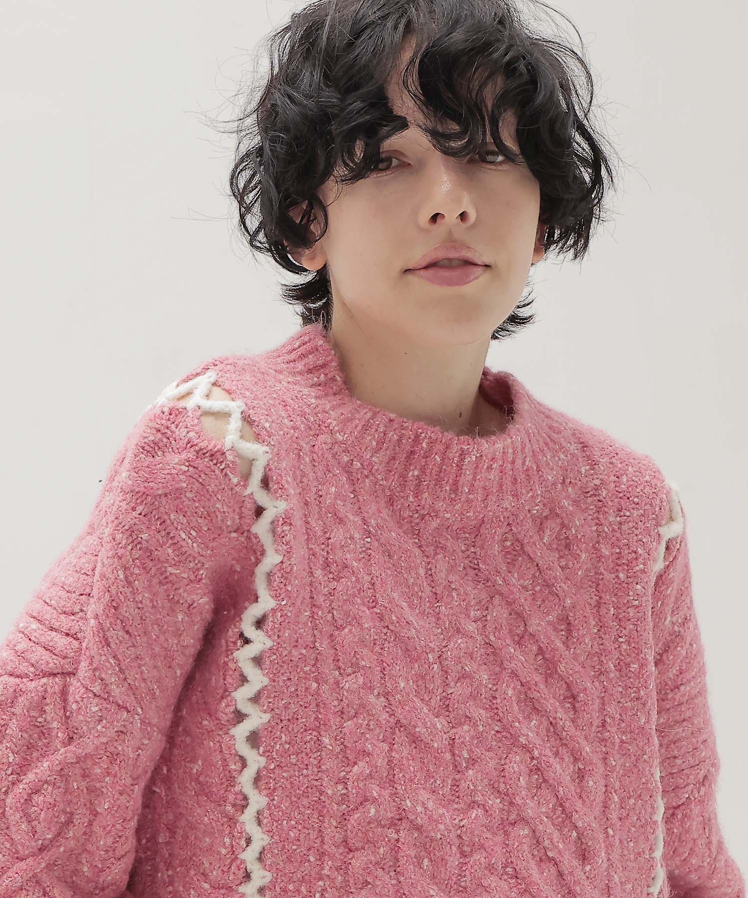 mix cable melange knit